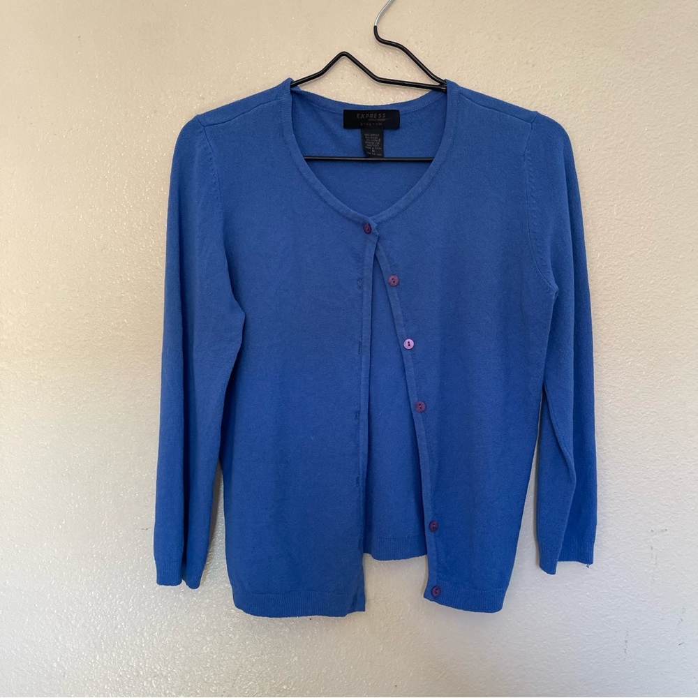 Vintage express blue button up sweater